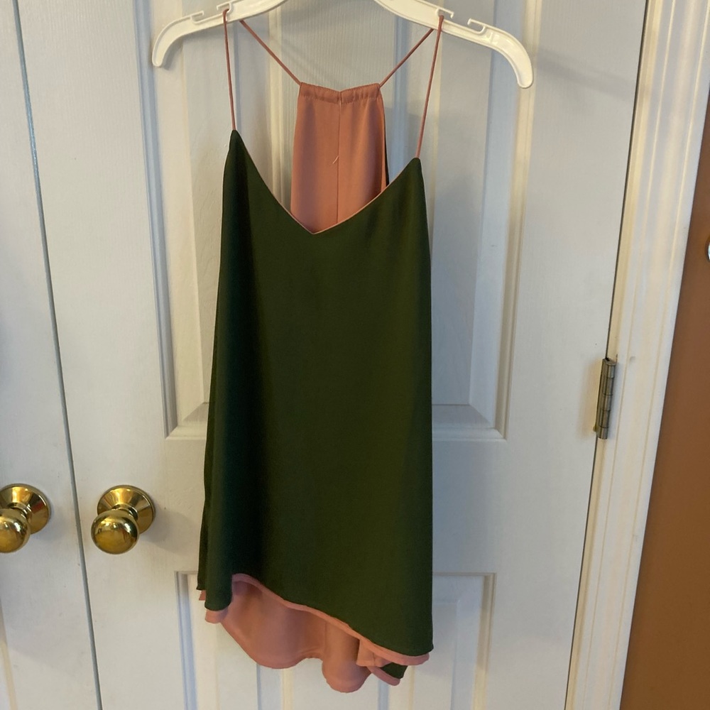 Express V Neck Reversible Cami, Green/Pink, Women’s Small